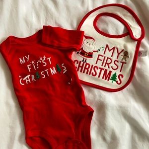 Baby’s 1st Christmas onesie and bib - Carter’s 3M